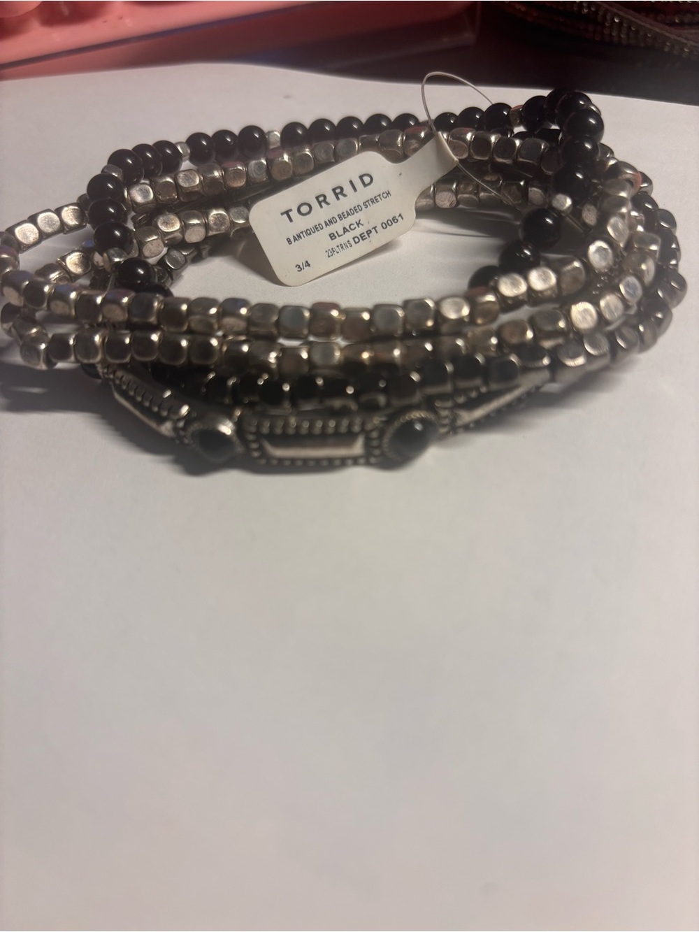 torrid Black and Silver Multi-Strand Beaded Stretch Bracelet